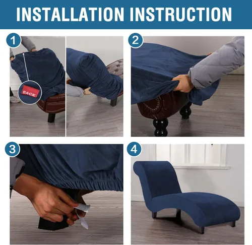 Miniatura 7 de H.VERSAILTEX Funda para Chaise Lounge de Interior de Terciopelo Funda Deslizable para Chaise de Alta Elasticidad Funda para Silla Lounge de Lujo sin