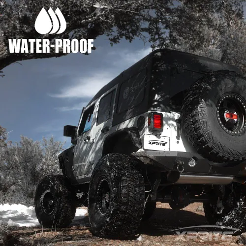 Miniatura 5 de Xprite - Conjunto de luces traseras LED con lente transparente roja, con señal de giro, marcha atrás y luz de freno, Plug & Play compatible con Jeep
