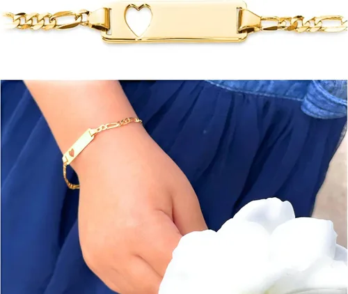Miniatura 3 de Pulsera de oro amarillo de 10 quilates para niños con diseño de corazón recortado y cierre de langosta