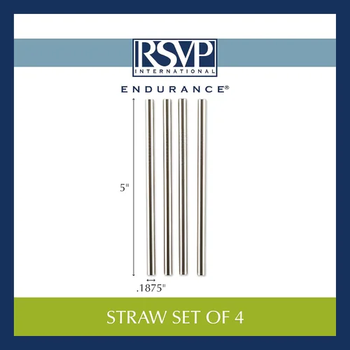 Miniatura 6 de RSVP International Endurance (SIP-5CS), juego de 4 popotes reutilizables, acero inoxidable, 5 pulgadas, se adapta a la mayoría de vasos