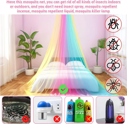 Miniatura 3 de Sublaga Mosquitera para cama, toldo de cama blanco grande para niñas, red de cama colgante, ideal para decoración de dormitorio, viajes con bolsa