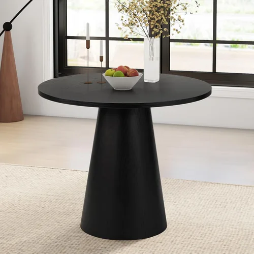 Miniatura 7 de Mesa de comedor redonda de madera para 2-4, moderna mesa de cocina de granja, mesas de comedor circulares pequeñas de 35 pulgadas con pedestal