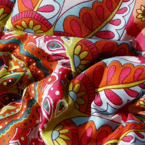 Miniatura 5 de LweiPsqLin - Juego de cama en una bolsa de 7 piezas tamaño full, estilo bohemio colorido con estampado rojo y azul, juego de edredón reversible