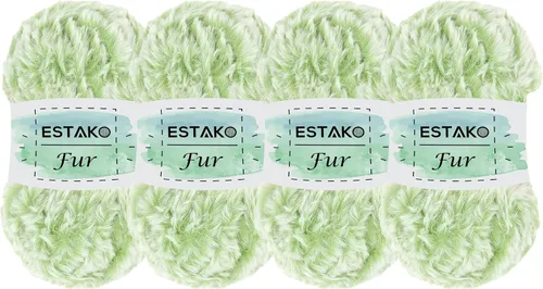Miniatura 33 de Estako Piel 100% poliéster, suave, súper grueso, esponjoso, pelo sintético, hilo de tejer y ganchillo, 3.52 oz (100gr) 71 yardas (213.3 ft)
