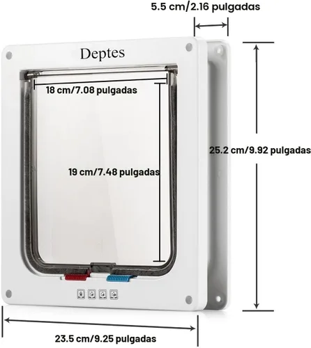 Miniatura 3 de Depets Puerta grande para gatos (tamaño exterior 9.9 x 9.2 pulgadas), puerta de solapa para gatos con bloqueo de 4 vías para puertas interiores