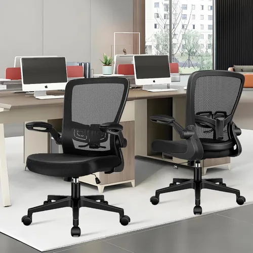 Miniatura 2 de Sillas de escritorio con ruedas, silla de oficina ergonómica de malla, altura ajustable y soporte lumbar giratorio, silla de oficina en casa