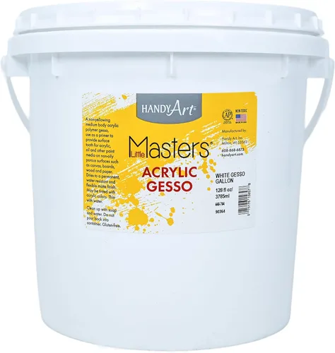 Handy Art Little Masters White Gesso, 1 galón (128 oz) a granel, imprimación acrílica para lienzo, madera y más, fabricado en Estados Unidos, AP no