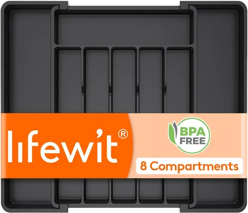 Miniatura 18 de Lifewit Organizador de cajones de cubiertos, bandeja expandible para utensilios de cocina, soporte para vajilla y cubiertos libre de BPA