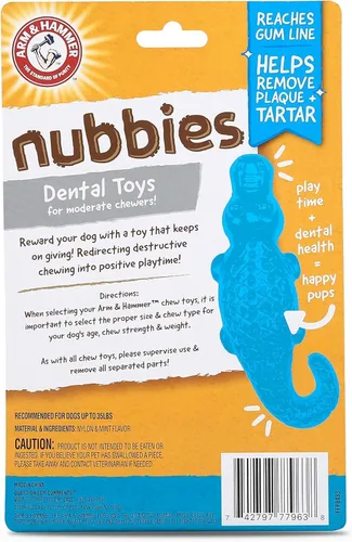 Miniatura 8 de Arm & Hammer Nubbies Gator - Juguete dental masticable para perros, sabor a menta, bicarbonato de sodio, con infusión de ranuras, placa de reducción