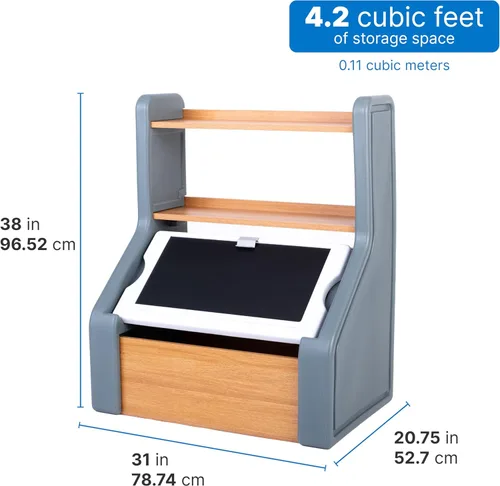 Miniatura 5 de Step2 Harmony Caja de Almacenamiento de Juguetes, Contenedor de Almacenamiento de Juguetes para Niños con Tapa de Pizarra, Caballete y Organizador