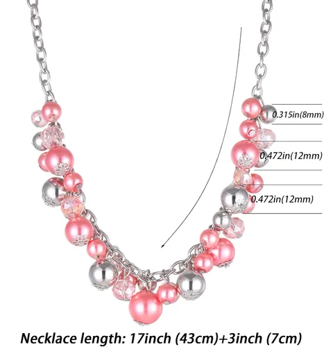 Miniatura 5 de Collares con colgante de cadena corta para mujer, joyería de moda de plata con perlas y cuentas de cristal, regalos de cumpleaños para mujer