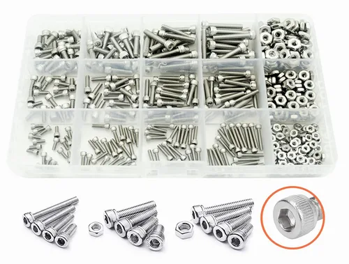 Miniatura 8 de #2-56 UNC Kit surtido de tornillos de cabeza hexagonal de acero inoxidable