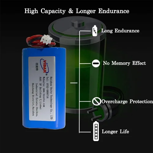 Miniatura 4 de VIDAR Batería recargable de iones de litio 7.4V 2600mAh Batería de iones de litio de alta capacidad con JST PH2.54/2P Plug-in (personalizable)