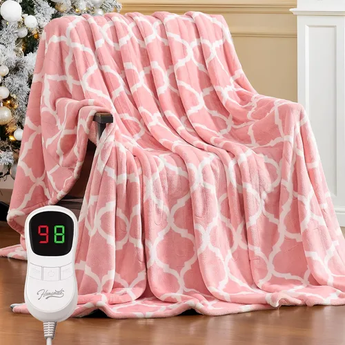 Miniatura 15 de Homemate - Manta eléctrica térmica de franela suave - 50"x60" con 10 niveles de calor rápido, 8 horas de apagado automático, protección contra