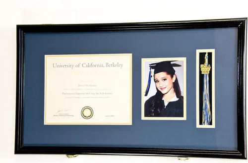 Miniatura 30 de Marco de diploma de graduación personalizado con borla, tapa de fotos grabado, vitrina para certificado de 11 x 8.5 pulgadas con colores Acabado