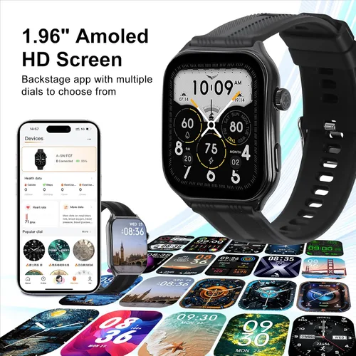 Miniatura 6 de AOC Reloj inteligente con pantalla AMOLED de 1.95 pulgadas, llamada ChatGPT AI y Bluetooth, rastreador de actividad física para mujeres y hombres