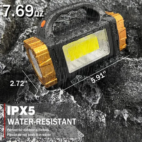 Miniatura 6 de Pack de 2 linternas solares de alto lúmenes recargables impermeables para exteriores, foco LED para trabajo, búsqueda, linterna para camping