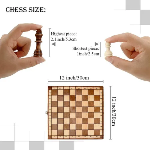Miniatura 4 de Syrace, juego de ajedrez de madera hecho a mano, 11.8 x 11.8 pulgadas