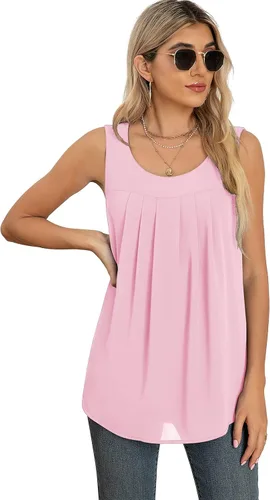 Miniatura 3 de QUEZHU Blusa sin mangas de gasa para mujer, de verano, con vuelo, de doble capa, túnica