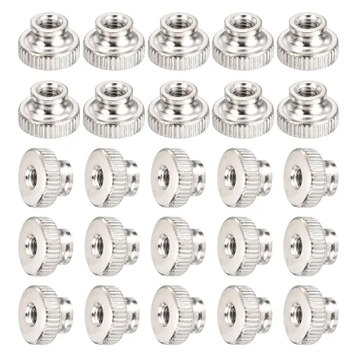 Miniatura 10 de uxcell Tuercas moleteadas, 10 piezas de perillas redondas de hierro M4x0.0.276 in para piezas de impresora 3D, tono plateado