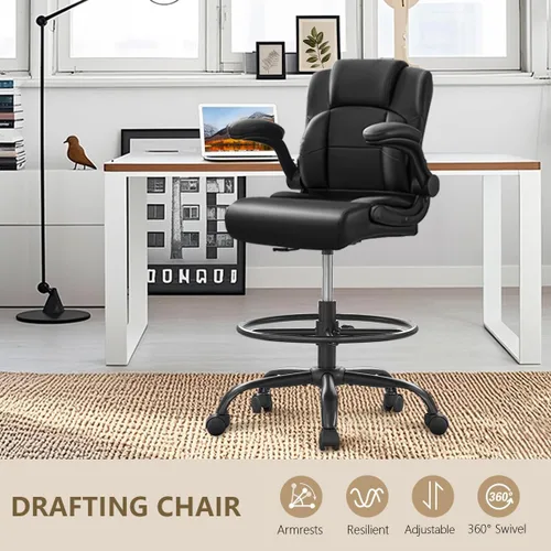 Miniatura 7 de BOSMILLER Silla de dibujo, silla de oficina alta para escritorio de pie con altura ajustable, sillas de computadora con reposapiés para el hogar
