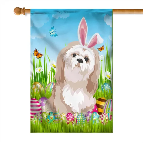 Miniatura 8 de Beagle Happy Easter Day Holiday Flag Funny Dog Wear Bunny Ears Headband Cute for Home Decor (12" x 18") USA Garden Flag Premium Decorative Yard