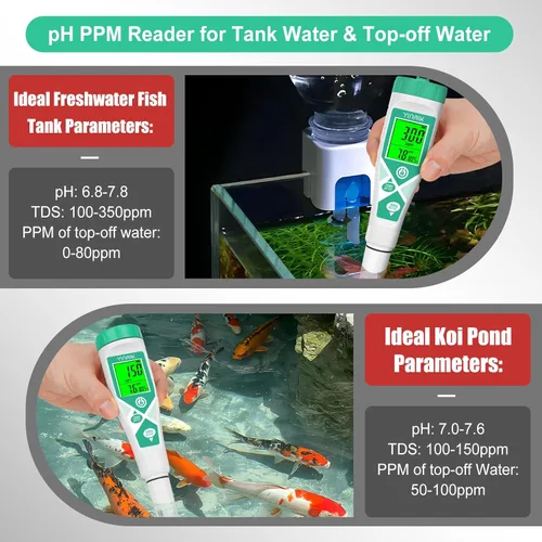 Miniatura 3 de YINMIK Probador de sal de pH de piscina, medidor de salinidad digital para piscina de agua salada, pantalla simultánea pH de sal TDS para estanque