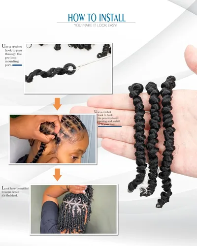Miniatura 5 de Cabello de Ganchillo Pre-Retorcido Passion Twist para Mujeres Negras y Niños, Cabello Passion Twist Pre-Enrollado Trenzas Bohemias 4 Pulgadas 8
