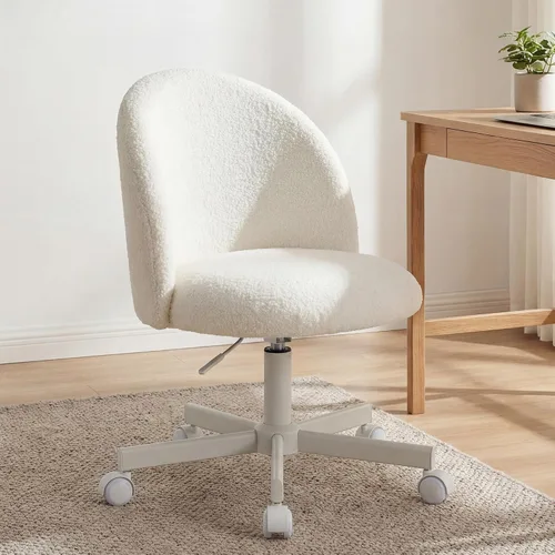 Miniatura 8 de NEO CHAIR Silla de tocador de oficina con ruedas, cómoda silla de escritorio para niñas, linda computadora, pequeña, sin brazos, altura ajustable