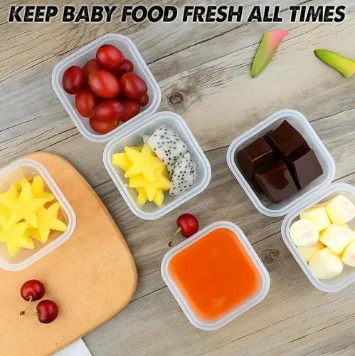 Miniatura 4 de ARSUK Paquete de 8 recipientes de comida para bebés de 4 onzas con tapas, tarros de plástico reutilizables para aperitivos, puré y aderezos
