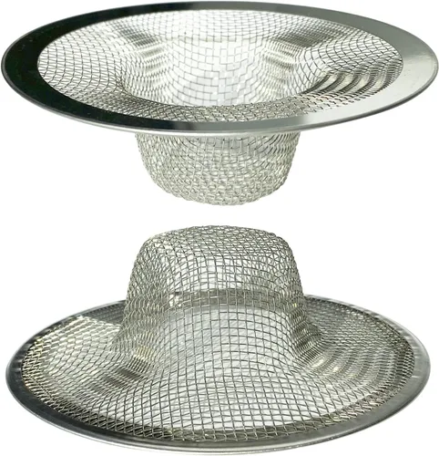 Colador para fregadero, 2 unidades, malla de metal de acero inoxidable, colador de drenaje de fregadero de ala ancha grande de 3.5 pulgadas de