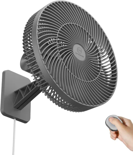 Miniatura 16 de LEMOISTAR Ventilador de pared pequeño de 8 pulgadas montado en la pared con control remoto, oscilación de 90°, 4 velocidades de alta velocidad, 8