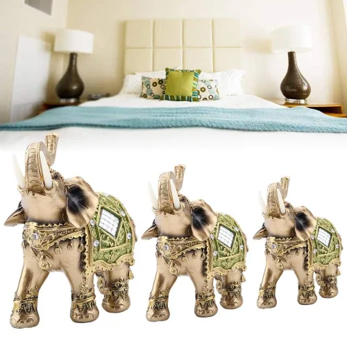 Miniatura 4 de Hztyyier Estatua de elefante verde Feng Shui, decoración de paquidermo de la suerte para el hogar, oficina, riqueza, suerte, regalo