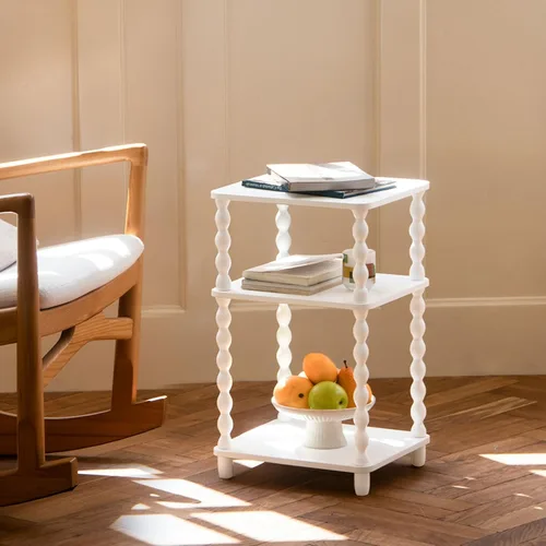 Miniatura 6 de Fultyle - Mesa auxiliar, mesa auxiliar pequeña con estante abierto de 3 niveles, mesita de noche moderna para sala de estar, dormitorio, oficina