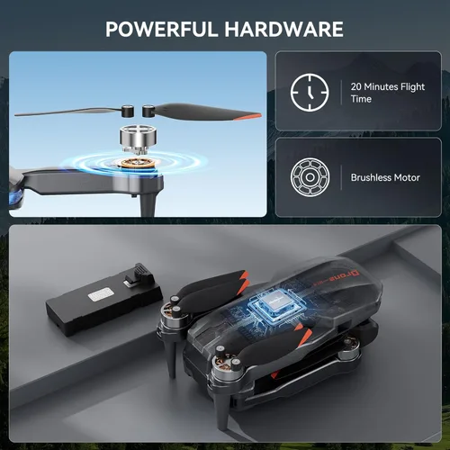 Miniatura 3 de Dron con cámara - Dron plegable con motor sin escobillas para adultos/niños, cuadricóptero RC HD 1080P. Vuelo según puntos de ruta, mantiene
