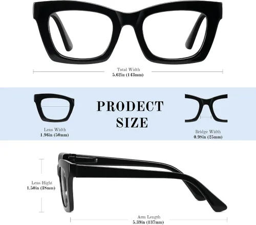 Miniatura 3 de Reading Glasses for Women - Stylish Blue Light Blocking Glasses Square Readers with Spring Hinge