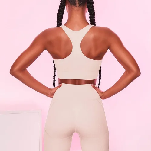 Miniatura 3 de MANON ROSA Trajes de yoga para mujer, sin costuras, conjunto de 2 piezas, leggings cortos, brasier deportivo, ropa de entrenamiento, ropa deportiva