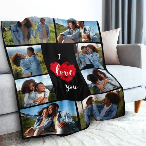 Miniatura 25 de Manta personalizada con foto/texto, manta con imagen personalizada, regalos de amor, regalos personalizados para parejas para novio, novia, esposa