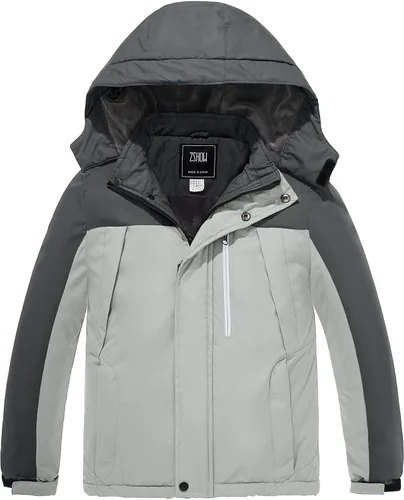 ZSHOW Chaqueta de esquí impermeable para niños a prueba de viento con capucha, ropa deportiva de montaña para exteriores, Nieve, 6-20