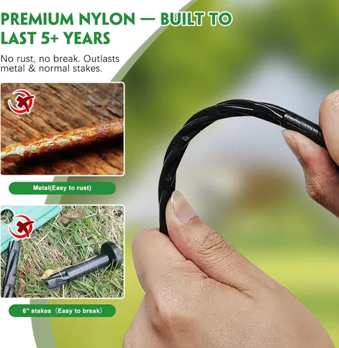 Miniatura 5 de 100 estacas de plástico de 8 pulgadas para bordes de paisaje, picos de nailon en espiral, clavos de anclaje para barrera de malezas, bordes
