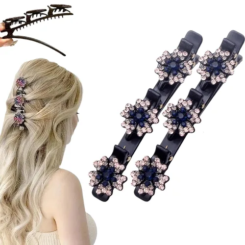 Miniatura 23 de Pinzas para el cabello trenzadas con piedra de cristal brillante para mujeres y niñas, pinzas para el cabello con diamantes de imitación 2025