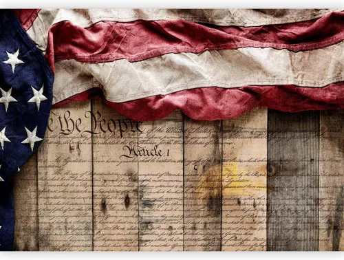 artgeist Mural de pared Bandera de Estados Unidos, 116 x 83 pulgadas, papel tapiz autoadhesivo extraíble grande, diseño de impresión de madera, #02