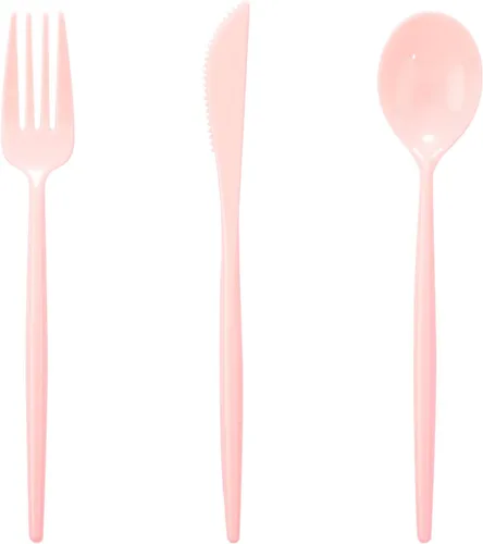 Miniatura 12 de Supernal 180 cubiertos de plástico resistentes color marfil, cubiertos desechables de color beige para fiestas, incluye 60 tenedores, 60 tejidos, 60