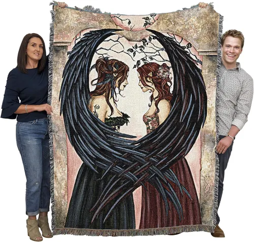 Pure Country Weavers Amy Brown - Manta de hadas de las hermanas – Tapiz de regalo de fantasía tejida de algodón – Fabricado en los Estados Unidos