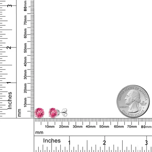 Miniatura 20 de Gem Stone King Aretes de plata de ley 925 con piedra natal redonda de 0.276 in para mujer