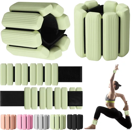 Miniatura 12 de Pesas de muñeca, paquete de 2 pesas ajustables para muñeca y tobillo para mujeres/hombres, brazaletes de muñeca de silicona para caminar, yoga, Negro