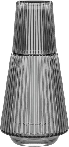 Miniatura 15 de American Atelier Juego de 2 jarras de agua de vidrio acanalado de 30 onzas con vaso, juego de 2 – boquilla fácil de verter de 10 pulgadas, taza