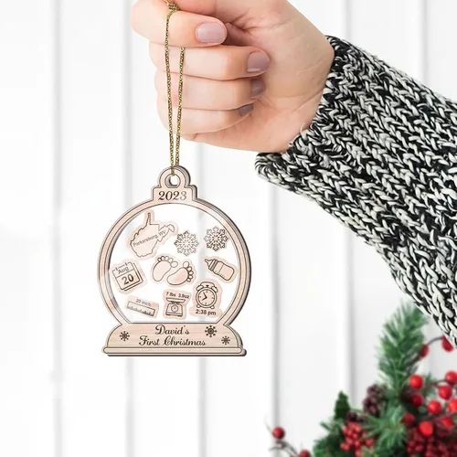 Miniatura 7 de Hyturtle Adornos personalizados para la primera Navidad del bebé 2023, adorno de Navidad para bebé, adorno de batido 4D para bebé, decoraciones