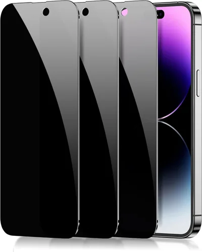 Miniatura 15 de LYWHL Paquete de 3 protectores de pantalla de privacidad para iPhone 12 Pro Max, protector de pantalla privada antiespía de vidrio templado para 12