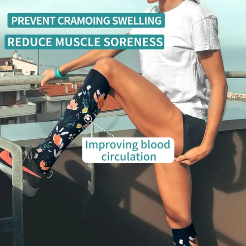 Miniatura 16 de Laite Hebe 4 pares de calcetines de compresión para mujeres y hombres, el mejor apoyo para enfermeras, correr, atletismo